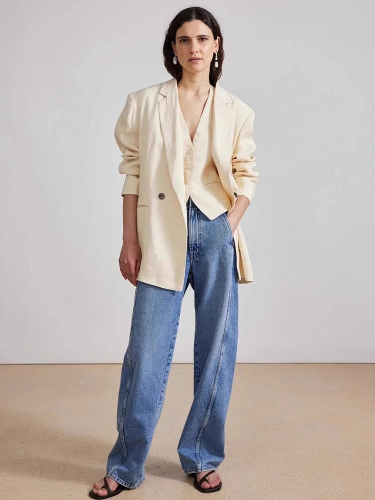 Dame brede High-Waist jeans med afslappet pasform og bæredygtig denim Stilla