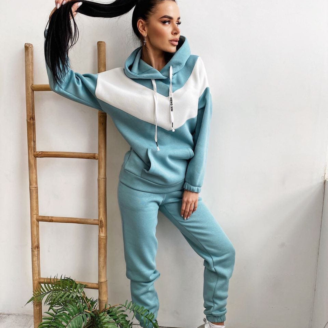 Damer sporty casual træningsdragt med kontrasterende design Skovae