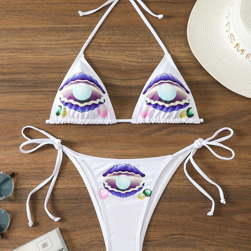 Dame Triangel-Bikini med legende muslingedesign Skovae