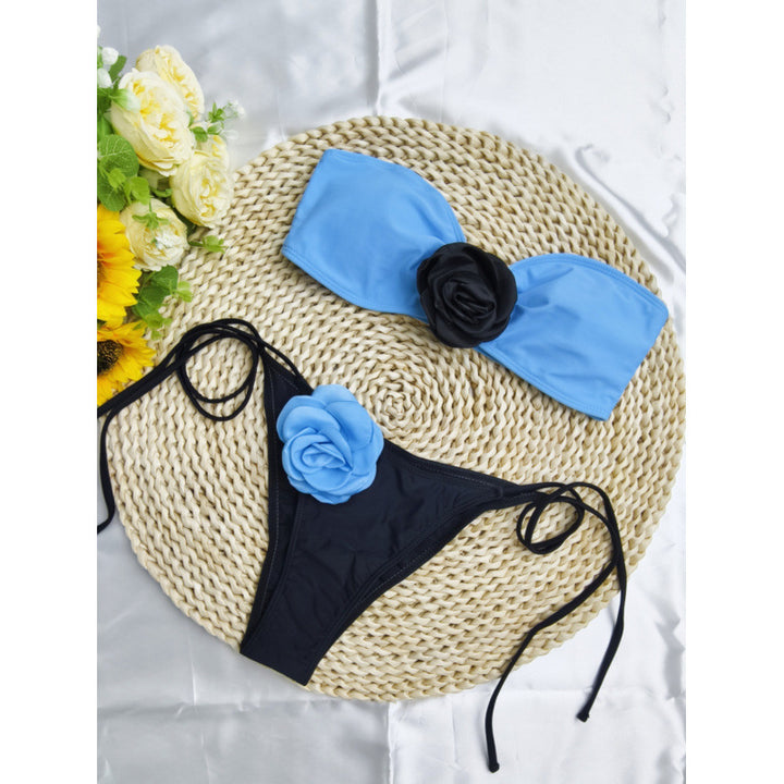 Dame bikini med florale detaljer og elastiske stropper Skovae