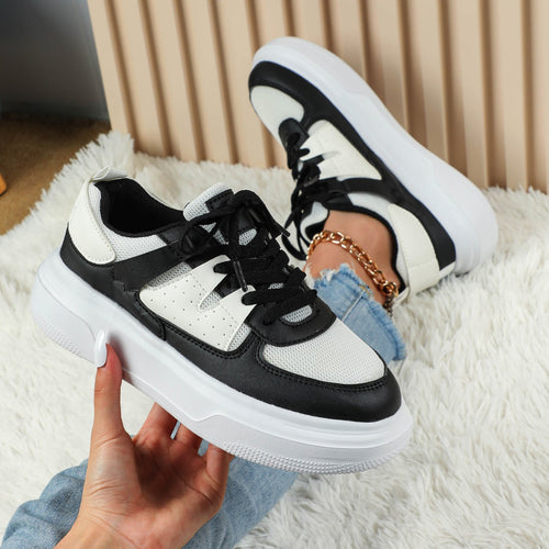 Dame snørebånd-sneakers med åndbart overmateriale og skridsikker sål Stilla