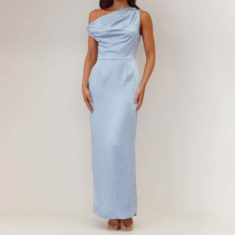 Dame Maxikjole med asymmetrisk snit og elegant overdel Stilla