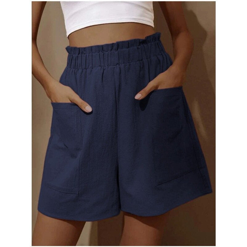 Dame Casual Højhævede Shorts med Lommer Stilla