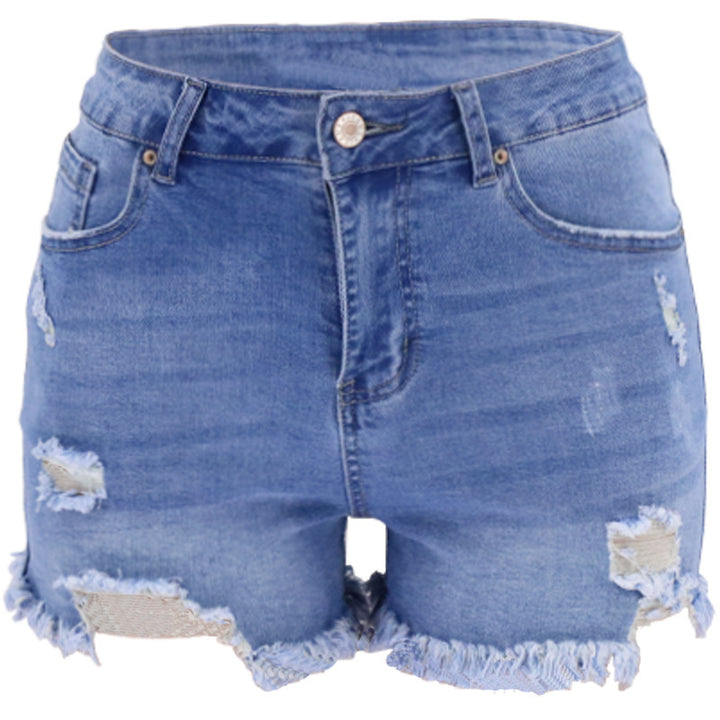 Dame mode Jeans-shorts med afslappet ødelæggelseseffekt og høj talje Stilla