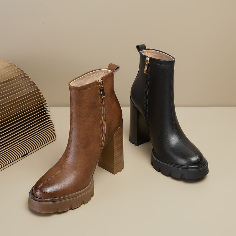 Dame Chunky Heel Støvler med struktureret Design Stilla