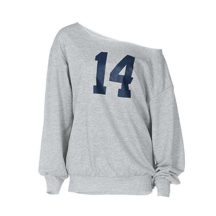 Dame Off-Shoulder Sweatshirt med sporty tryk og afslappet snit Stilla