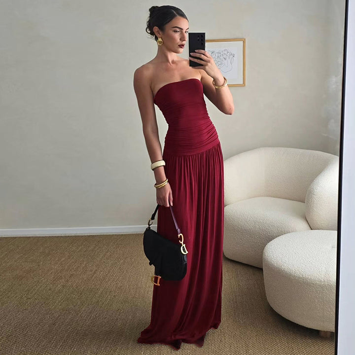 Femme Elegante Raffineret Maxi Kjole Stilla