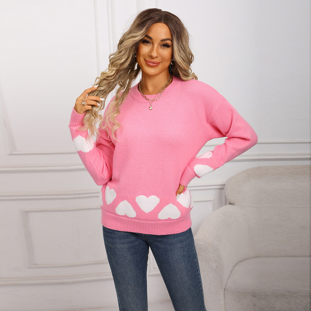 Damer fashionable sweater med hjerte design og blødt materiale Stilla