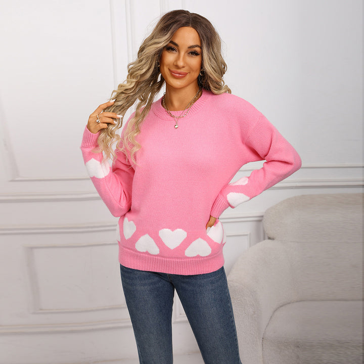 Damer fashionable sweater med hjerte design og blødt materiale Stilla