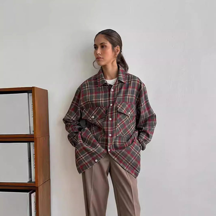 Dame store størrelser flannel skjorte Stilla