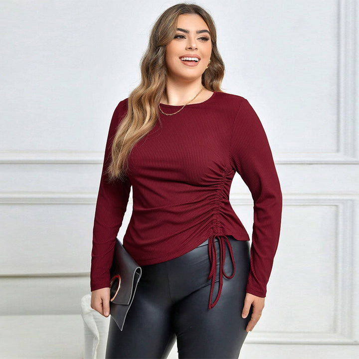 Dame Figurtilpasset Langærmet T-shirt med fashionable Rynkedetaljer Stilla
