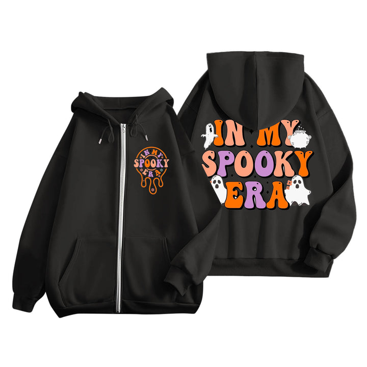 Kvinders hoodie med creepy print og kængurulommer Stilla