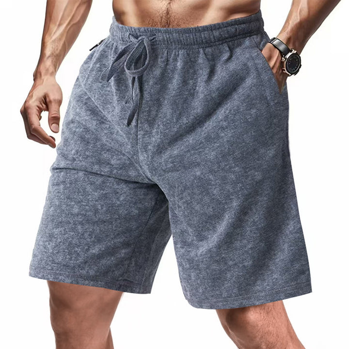 Herren nan løst skårne frotté-shorts med elastisk talje, snoretræk og sidelommer Skovae