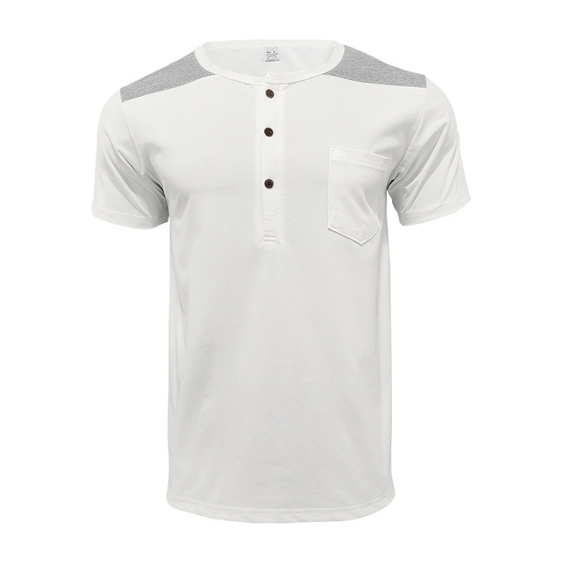 Herrer behagelig kortærmet Henley T-shirt med moderne design og praktisk brystlomme Stilla