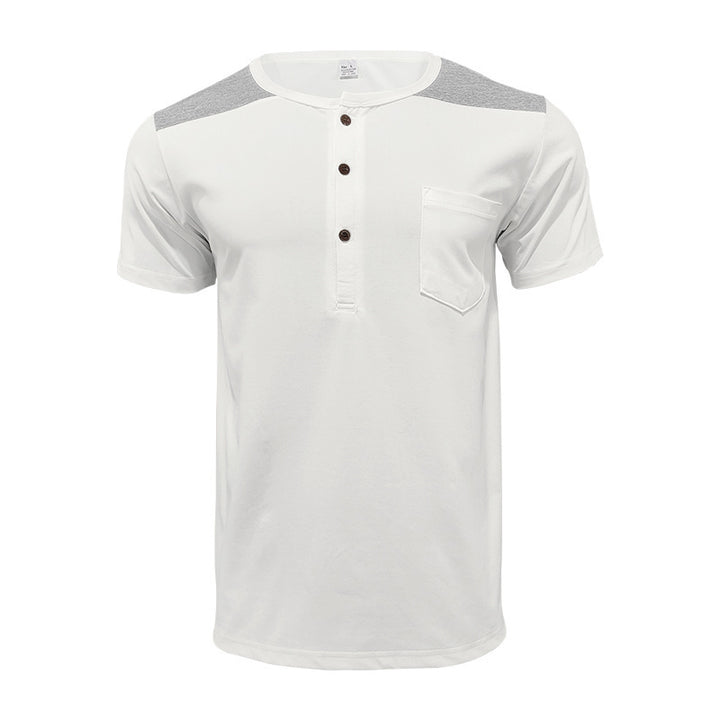 Herrer behagelig kortærmet Henley T-shirt med moderne design og praktisk brystlomme Stilla