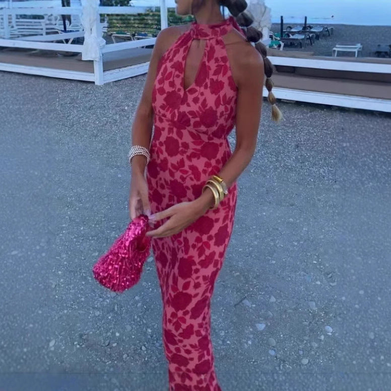 Damer Elegant Aften Kjole med Fint Udkast og Blomstret Design Skovae