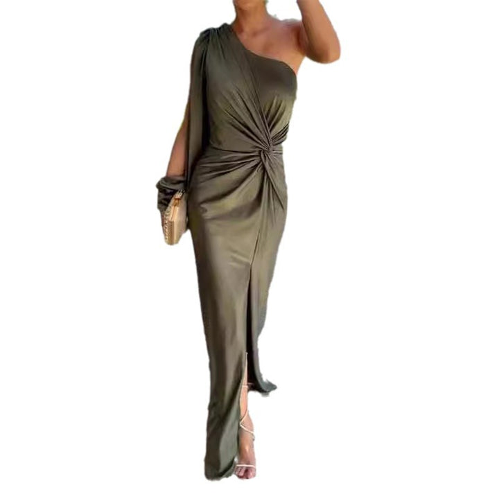 Dame elegant maxikjole med asymmetrisk snit og slids Stilla