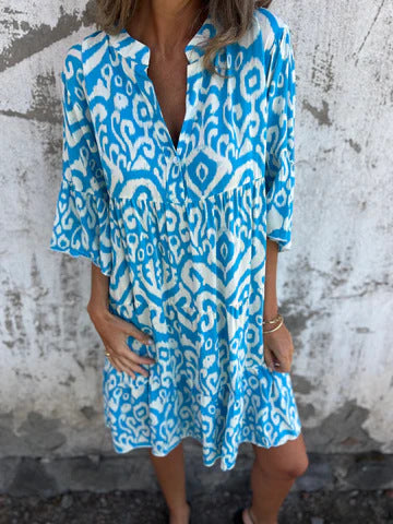 Damer Ikat-Print Tunika Kjole Stilla