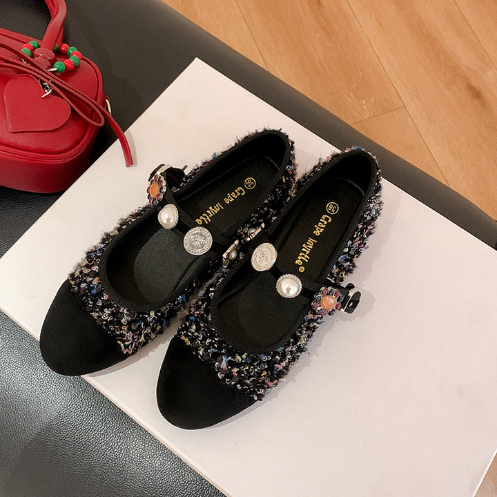 Dame elegante Mary Jane sko med glitrende applikationer Stilla