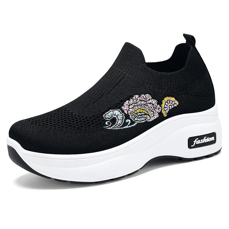 Dame Komfortable Sneakers med elastisk overdel og moderigtig broderi Stilla
