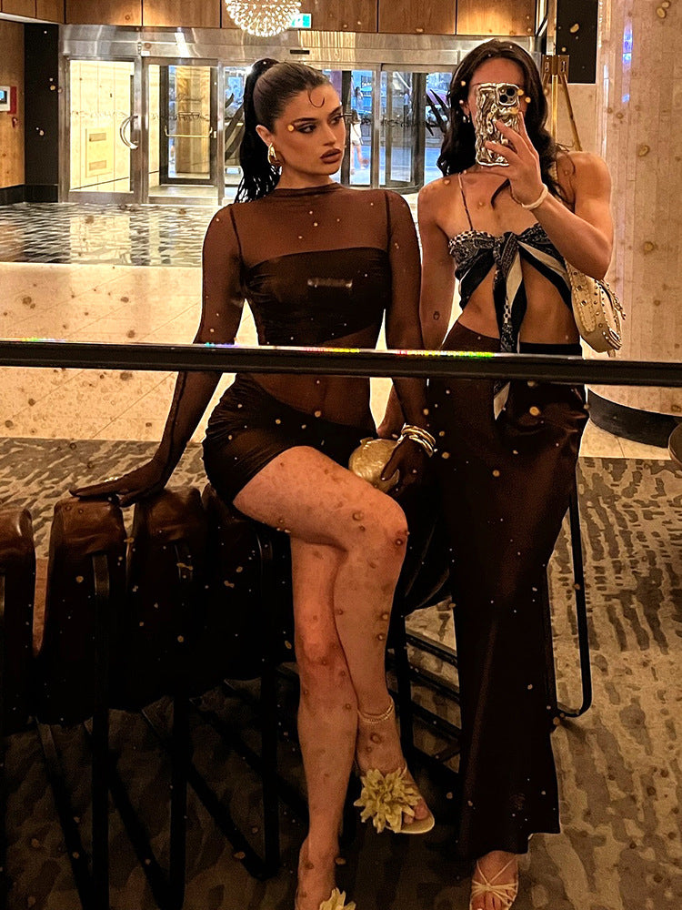 Femme Gennemsigtig Lagdelt Bodycon Kjole Stilla