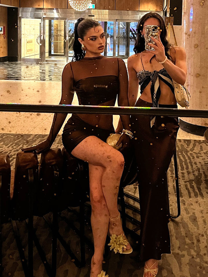 Femme Gennemsigtig Lagdelt Bodycon Kjole Stilla