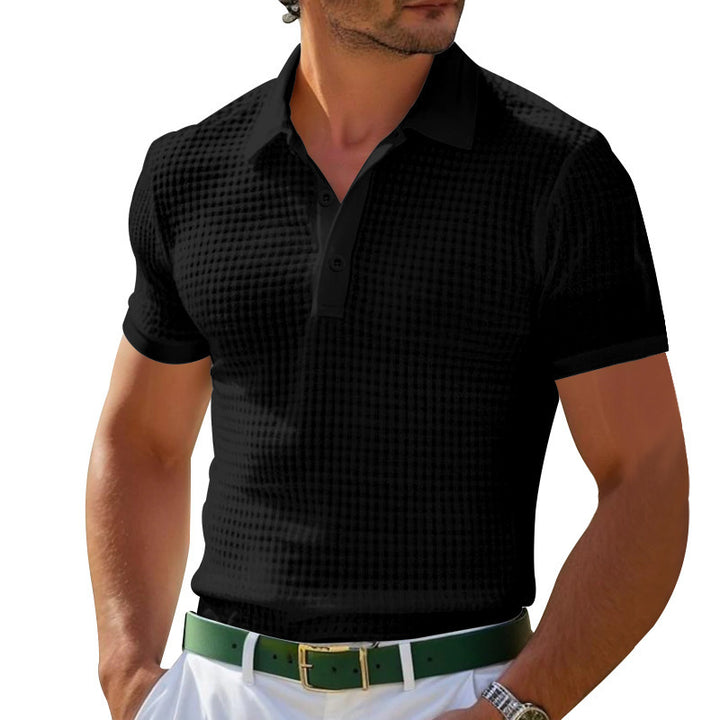 Herrer nan Poloshirt med strukturstrik og smalt snit Skovae