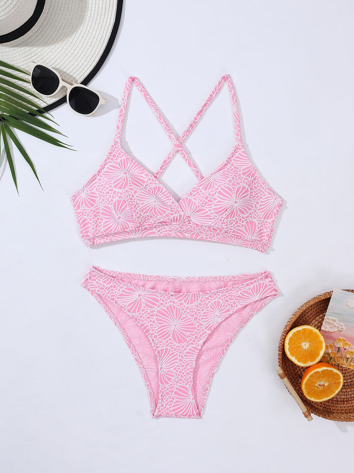 Dame bikini sæt med floralt design og komfortabelt snit Skovae