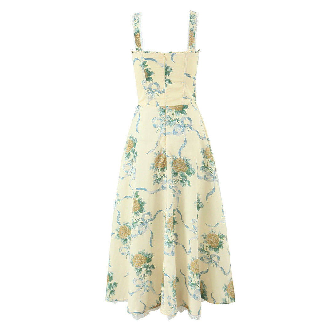 Dame Elegant Maxikjole med blomstret design og raffinerede flæsedetaljer Stilla