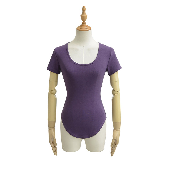 Dame figurtilpasset bodysuit med blødt ribmateriale og elegant rund halsudskæring Stilla