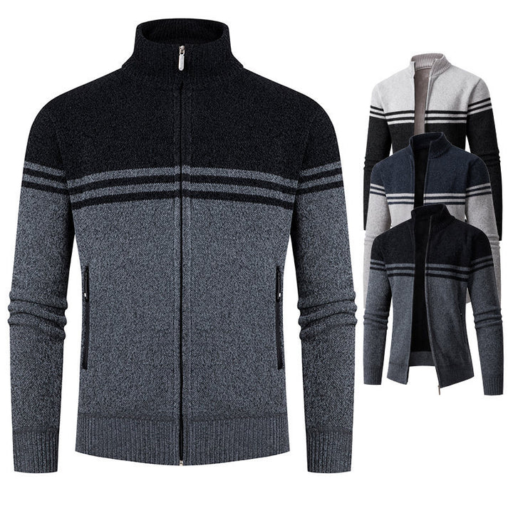 Herrer Zip-Up Fritidstrikjakke Pullover Stilla