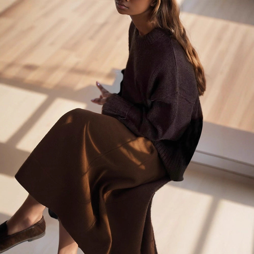Dame afslappet strikpullover med elegant kant Stilla