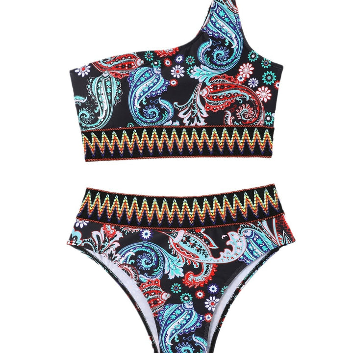 Dame En-sidet Bikini-sæt med moderne Paisley-mønster og elastisk talje Stilla