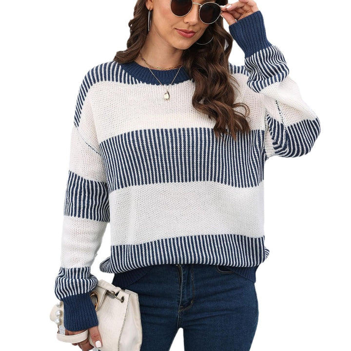 Dame stribet strikpullover i relaxed fit Stilla