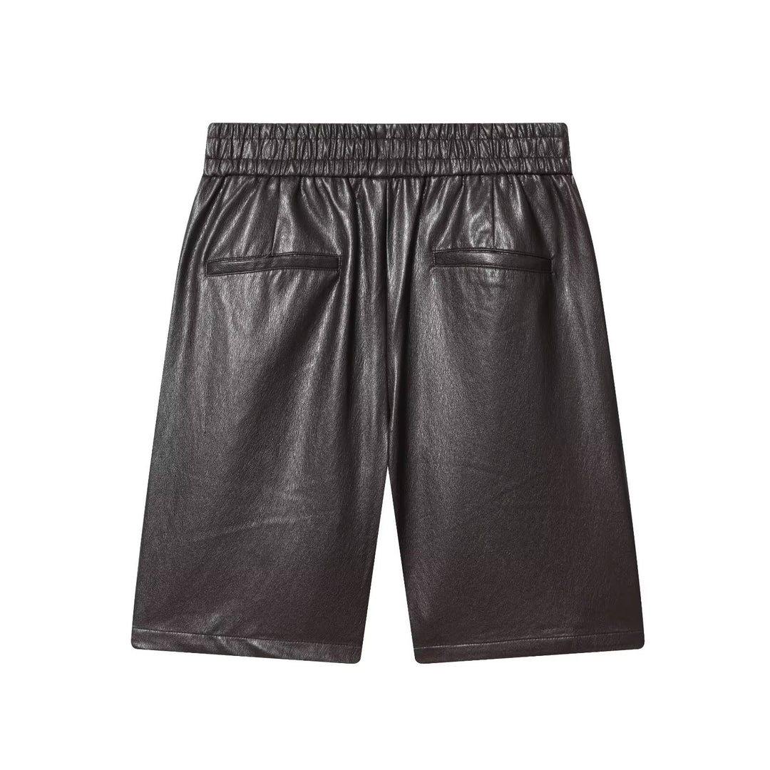 Dame Kunstlæder Shorts med elastisk linning og modige detaljer Skovae