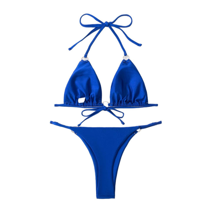 Dame Triangel-Bikini-Sæt med fashionable metaldetaljer og høj benudskæring Stilla