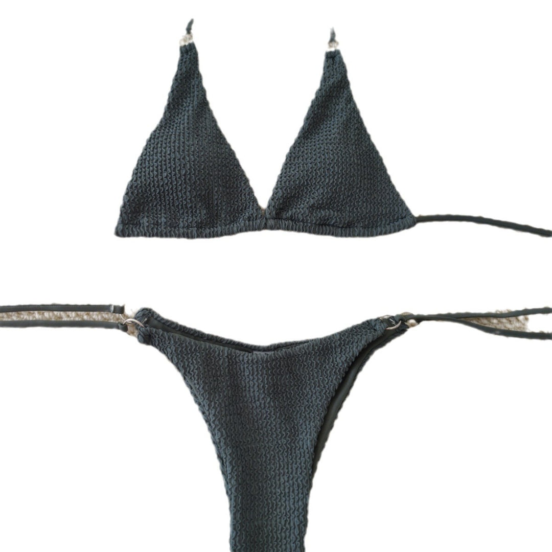 Dame Triangel-Bikini med struktureret stof og elegante ringdetaljer Skovae