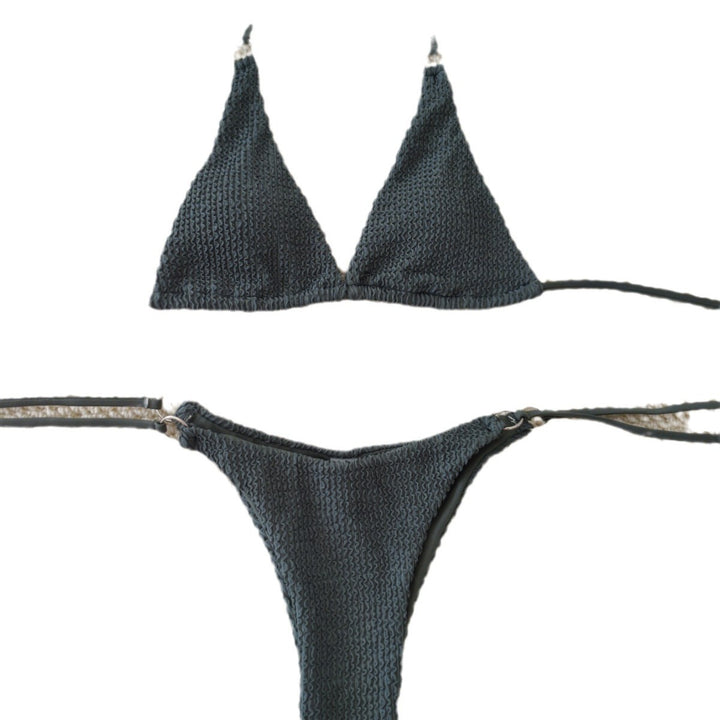 Dame Triangel-Bikini med struktureret stof og elegante ringdetaljer Skovae