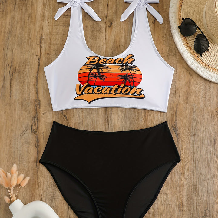 Dame Crop-Top-Bikini-Sæt med legesyge sløjfer Skovae