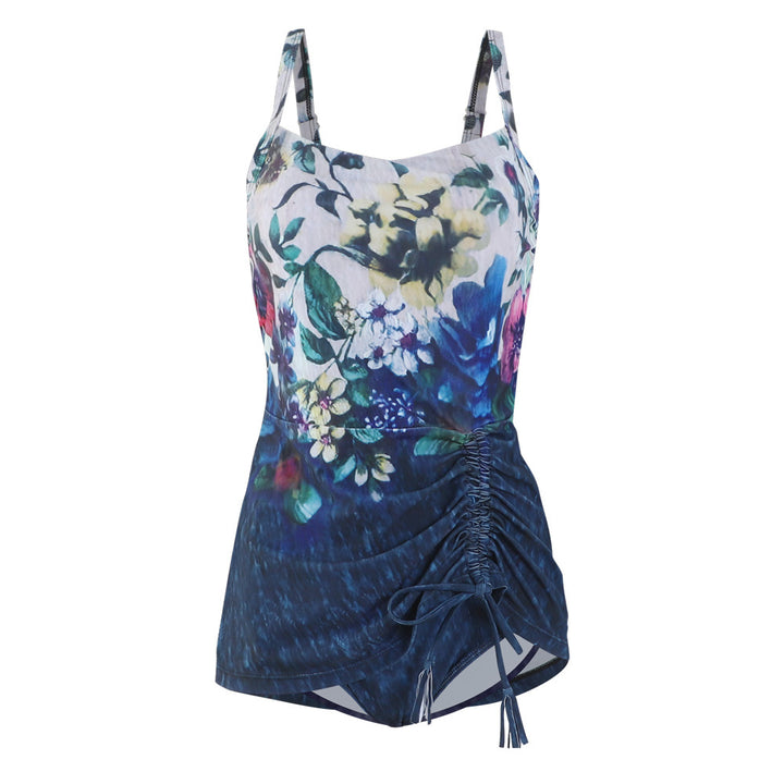 Kvinder Elegant Tank-Badedragt med ensidig rynkning og blomsterdesign Stilla