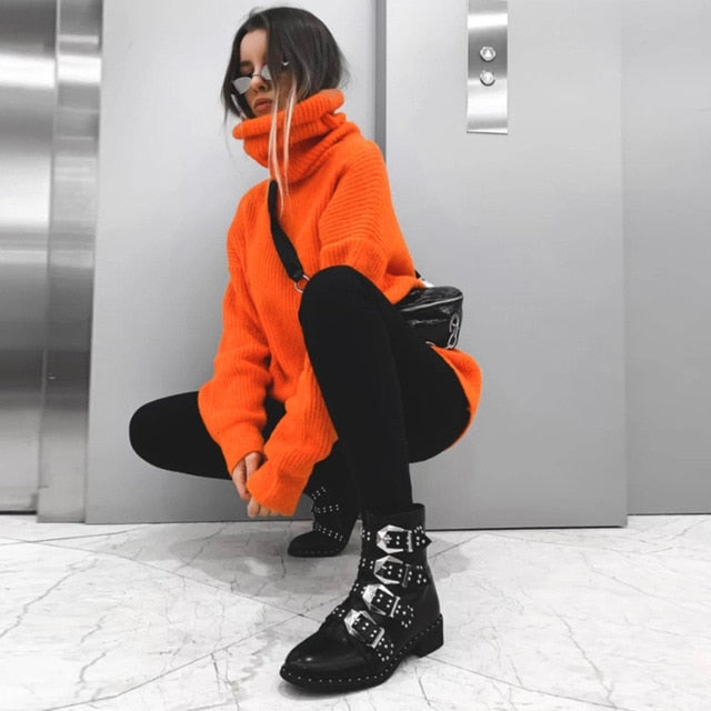 Damer Oversized Rullekravepullover i blød strik Stilla