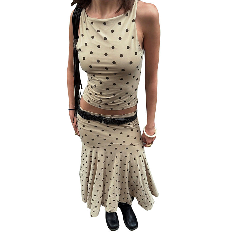 Dame Polka Dot Flared Maxi Kjole Stilla