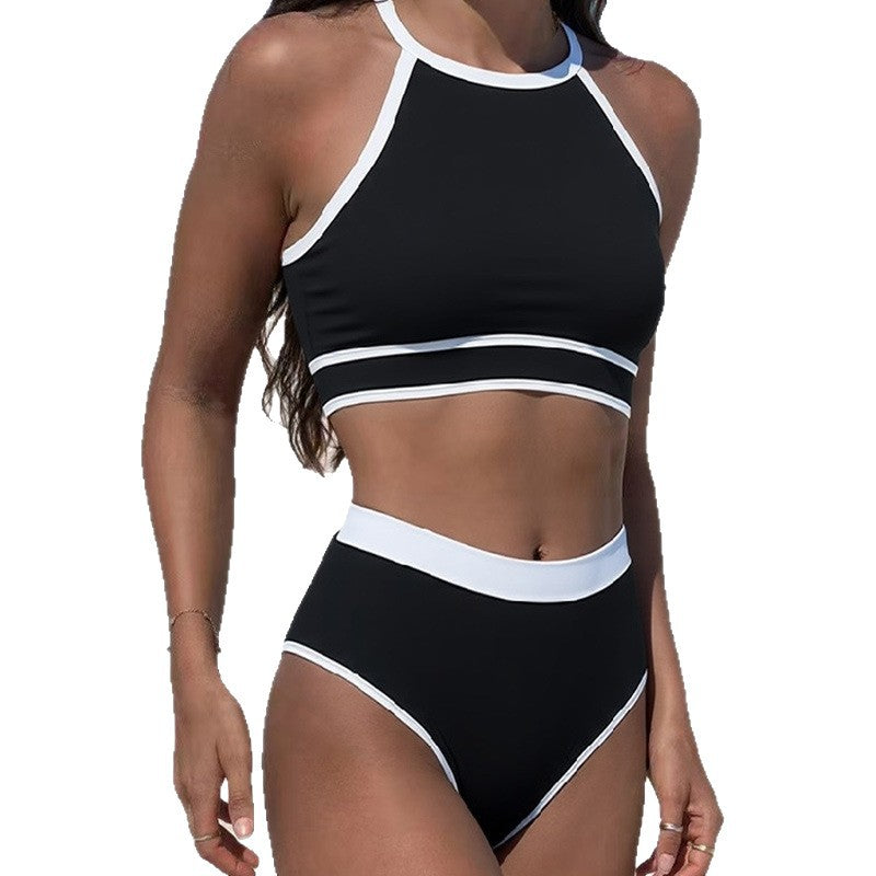 Dame Sporty Bikini-sæt med højskåret bund og racerback-top Skovae