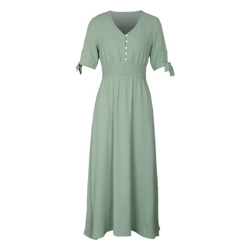 Dame Lange Button-Up Maxi-Kjole med justerbar talje Stilla