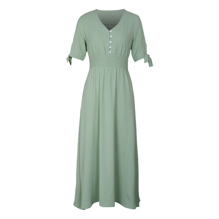 Dame Lange Button-Up Maxi-Kjole med justerbar talje Stilla