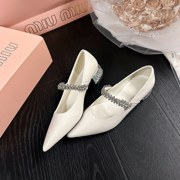 Dame elegante Pumps med funklende dekoration og komfortabel blokhæl Stilla