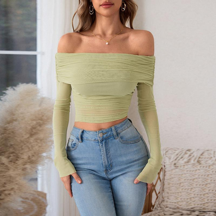 Dame Off-Shoulder Rüschen Crop Top Stilla