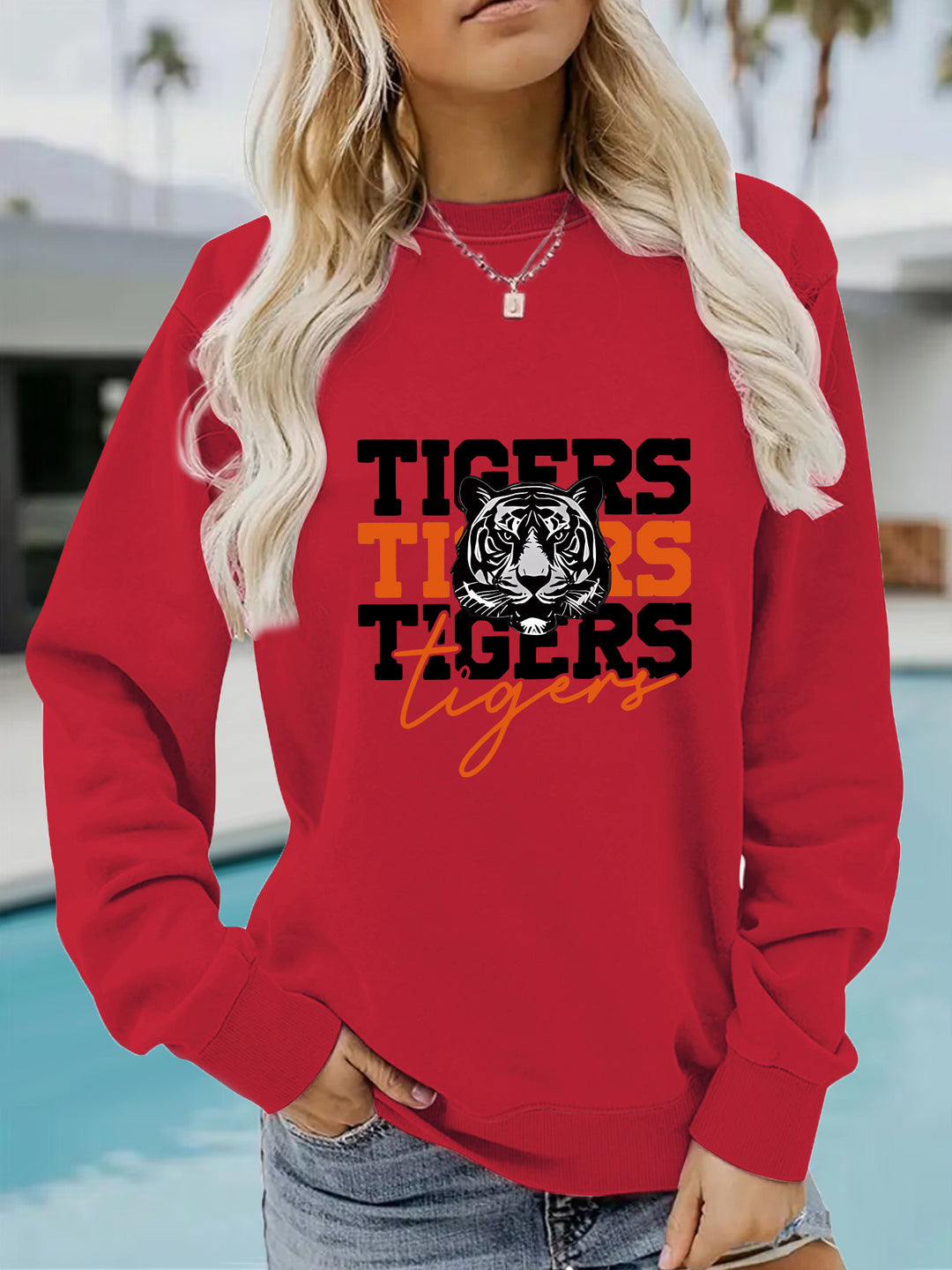 Kvinders trøje med animalistisk tigerdesign og afslappet pasform Stilla