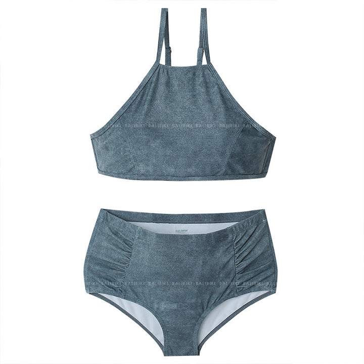 Dame Højtaljede bikini-sæt med høj kvalitet ribdesign Skovae