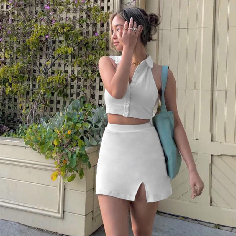 Dame figursyet Crop-Top og Nederdel Twin-Sæt Stilla